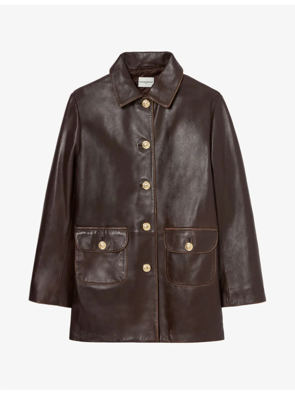 Distressed-Effect Relaxed-Fit Leather Jacket - 1