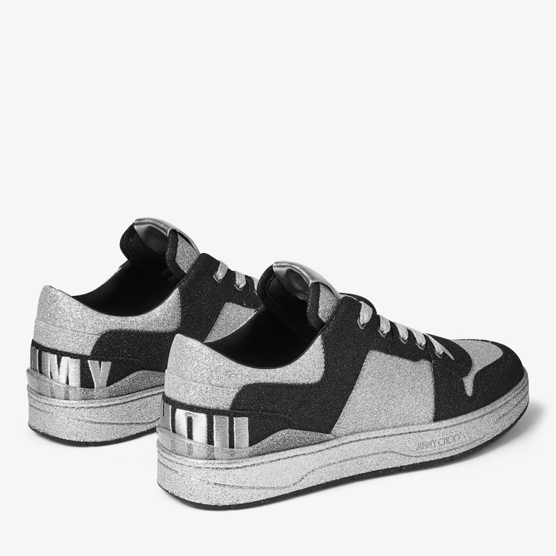 JIMMY CHOO Florent M Black Glitter Fabric Trainers outlook