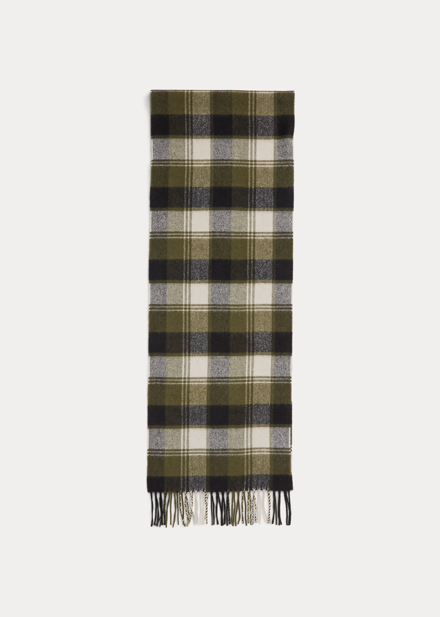 Fringed Plaid Cashmere Scarf - 3