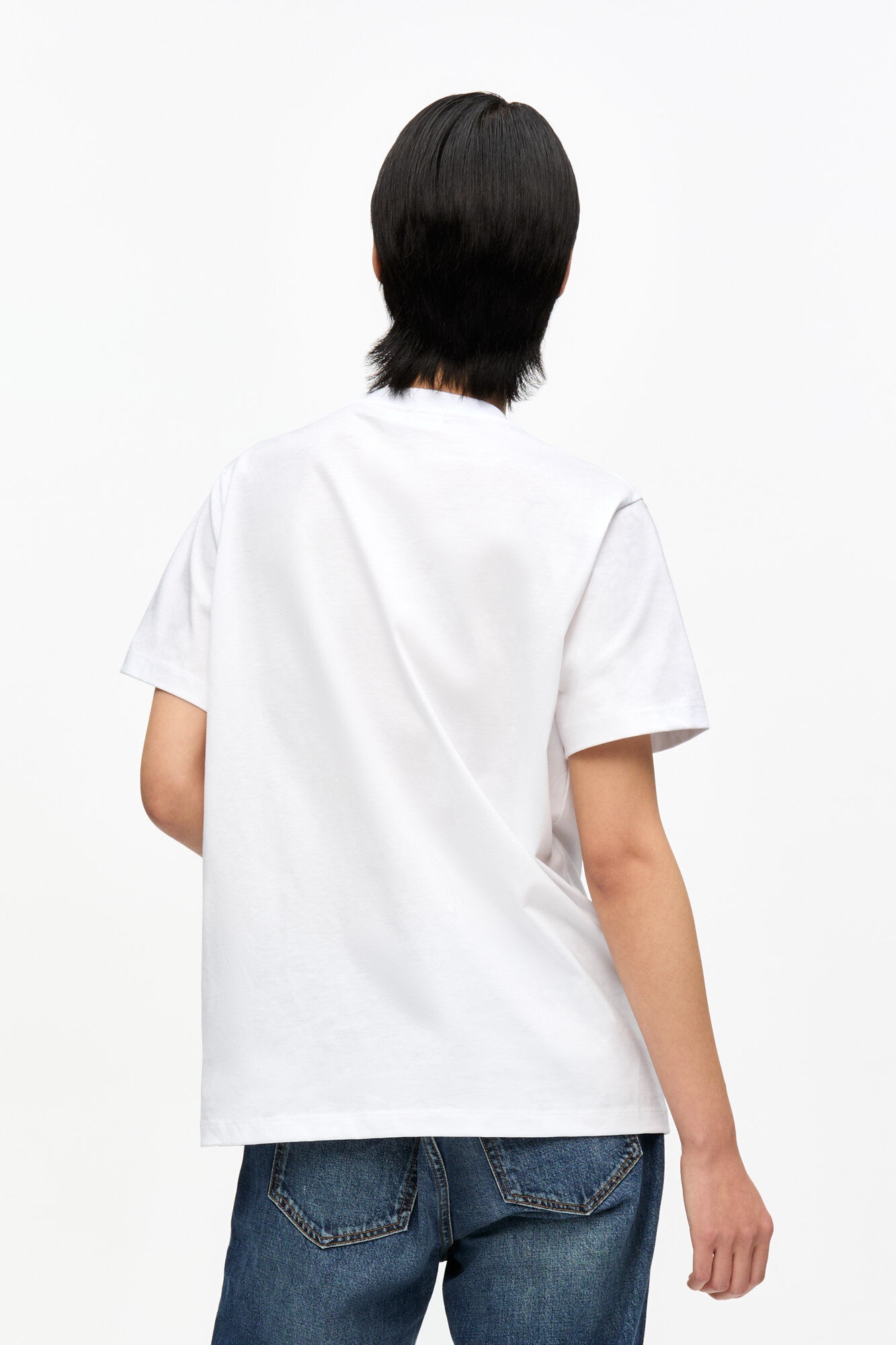 WHITE BASIC COTTON JERSEY TEDDY RELAXED T-SHIRT - 4