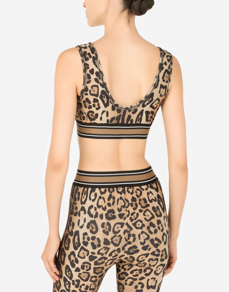 Leopard-print spandex/jersey crop top - 5