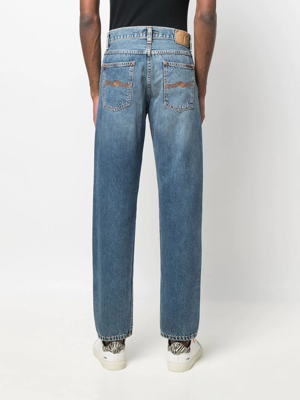 stonewashed straight-leg jeans - 4