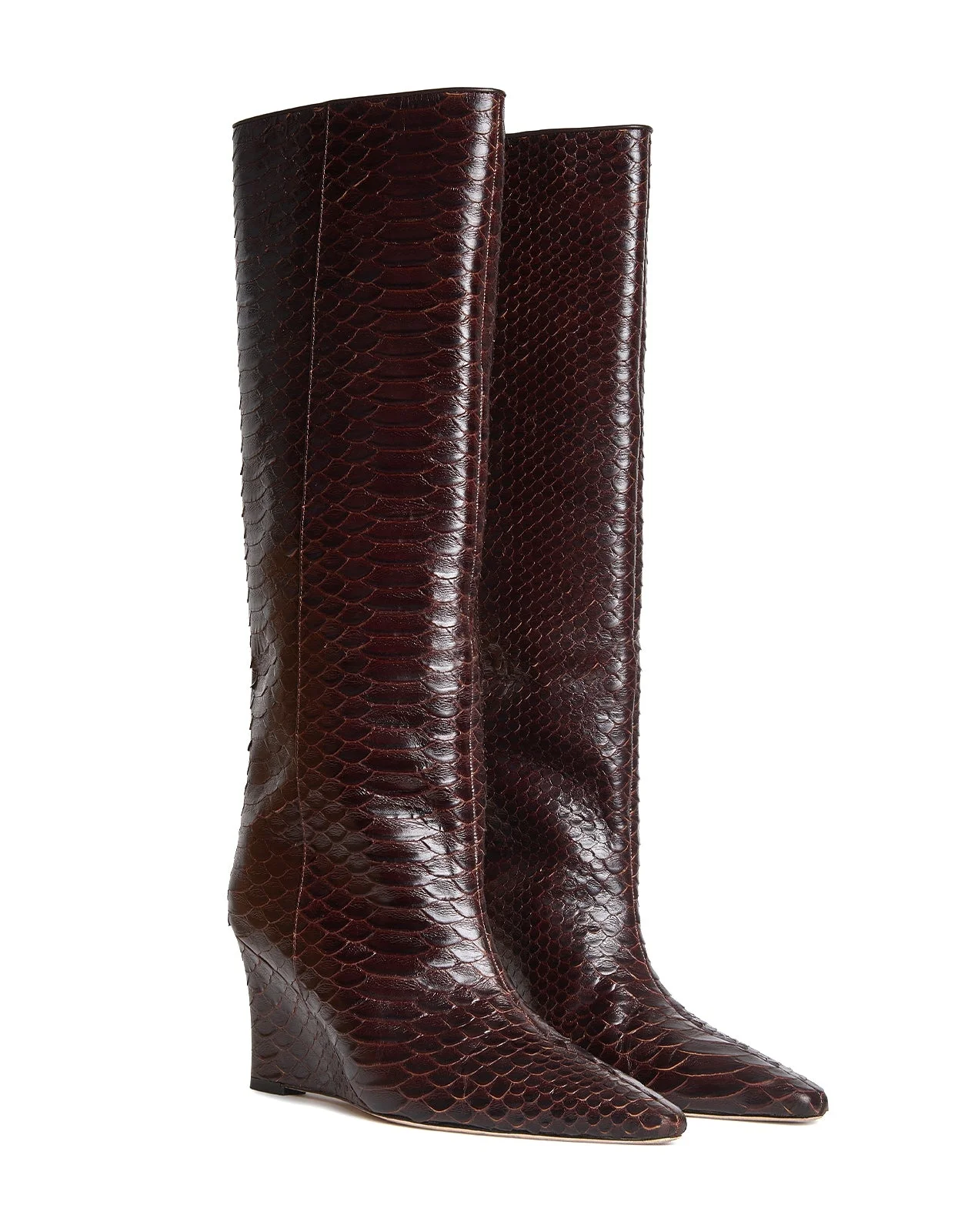 Embossed Leather Wedge Boot - 1