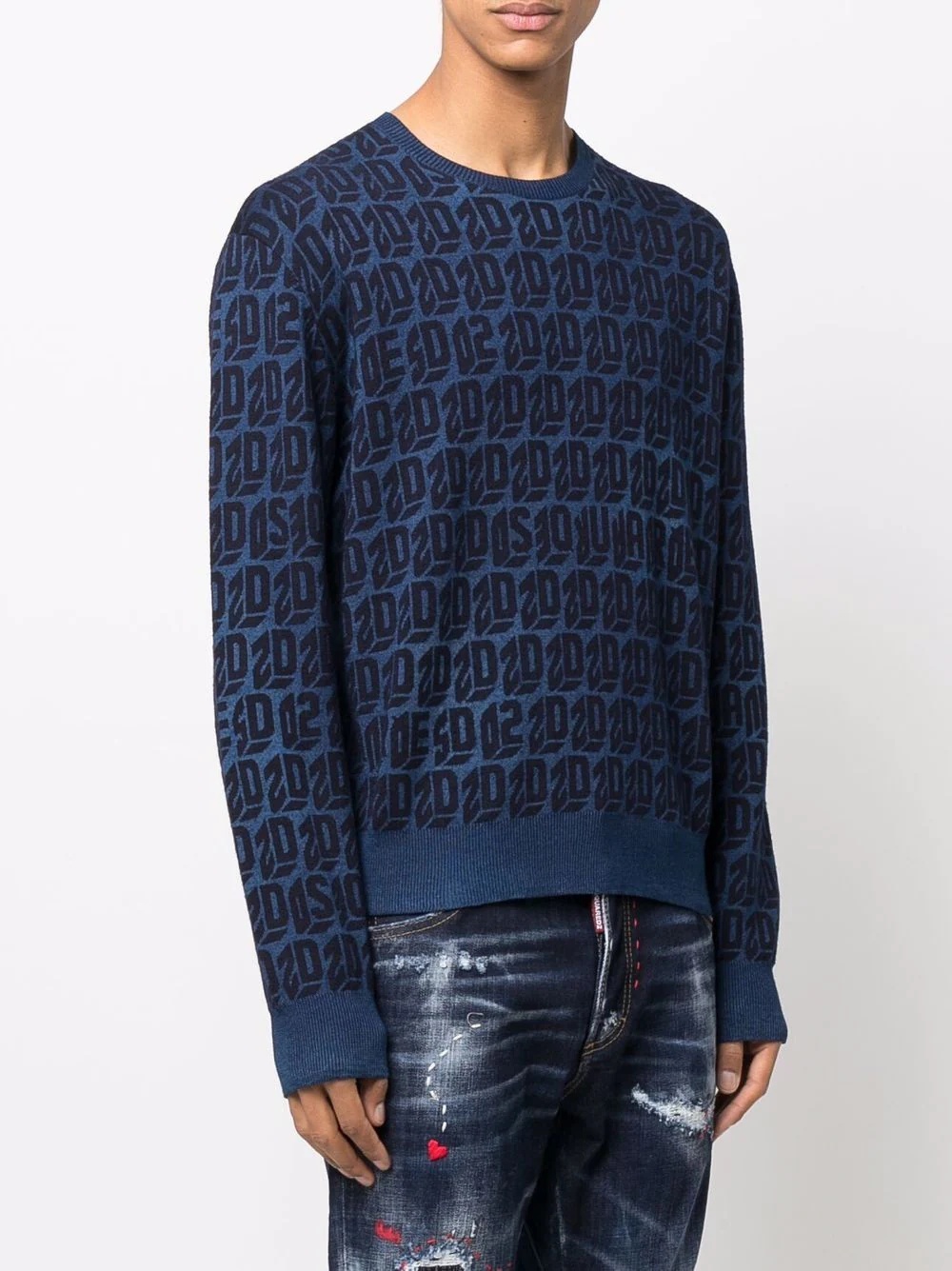 monogram-knit jumper - 3