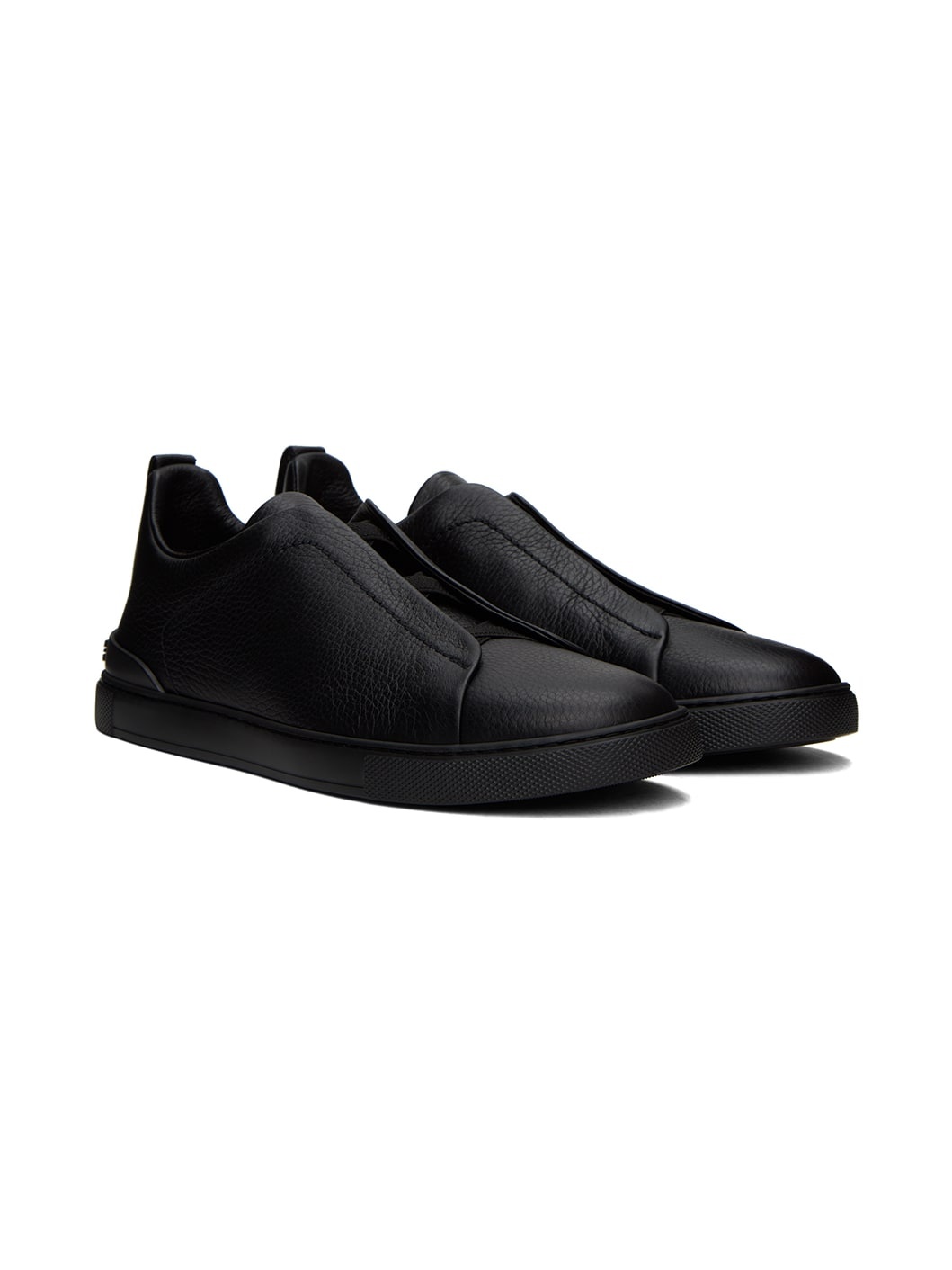 Black Deerskin Triple Stitch Sneakers - 4