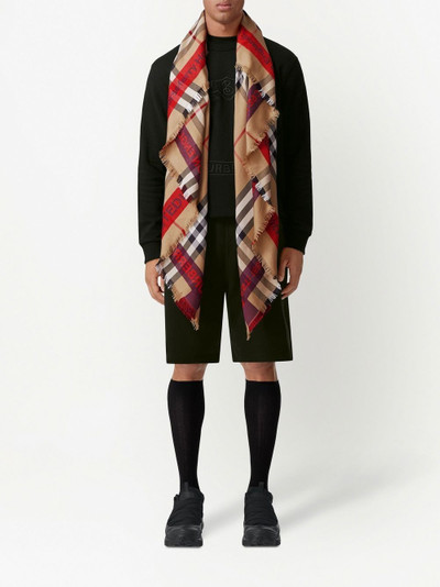 Burberry check-print frayed scarf outlook