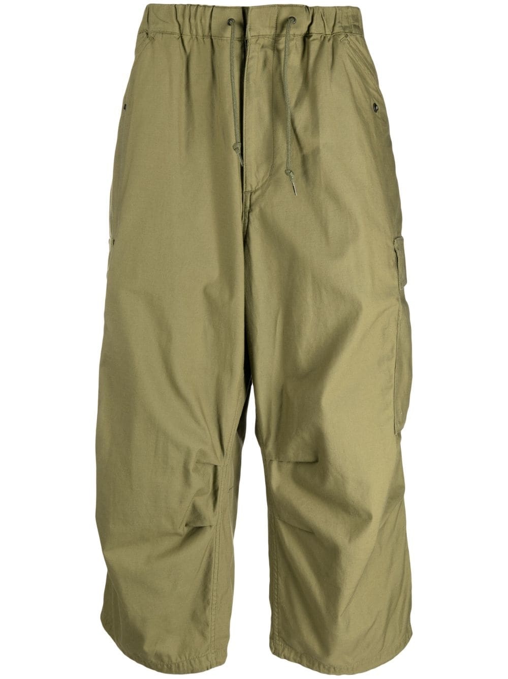 drawstring cotton cargo trousers - 1