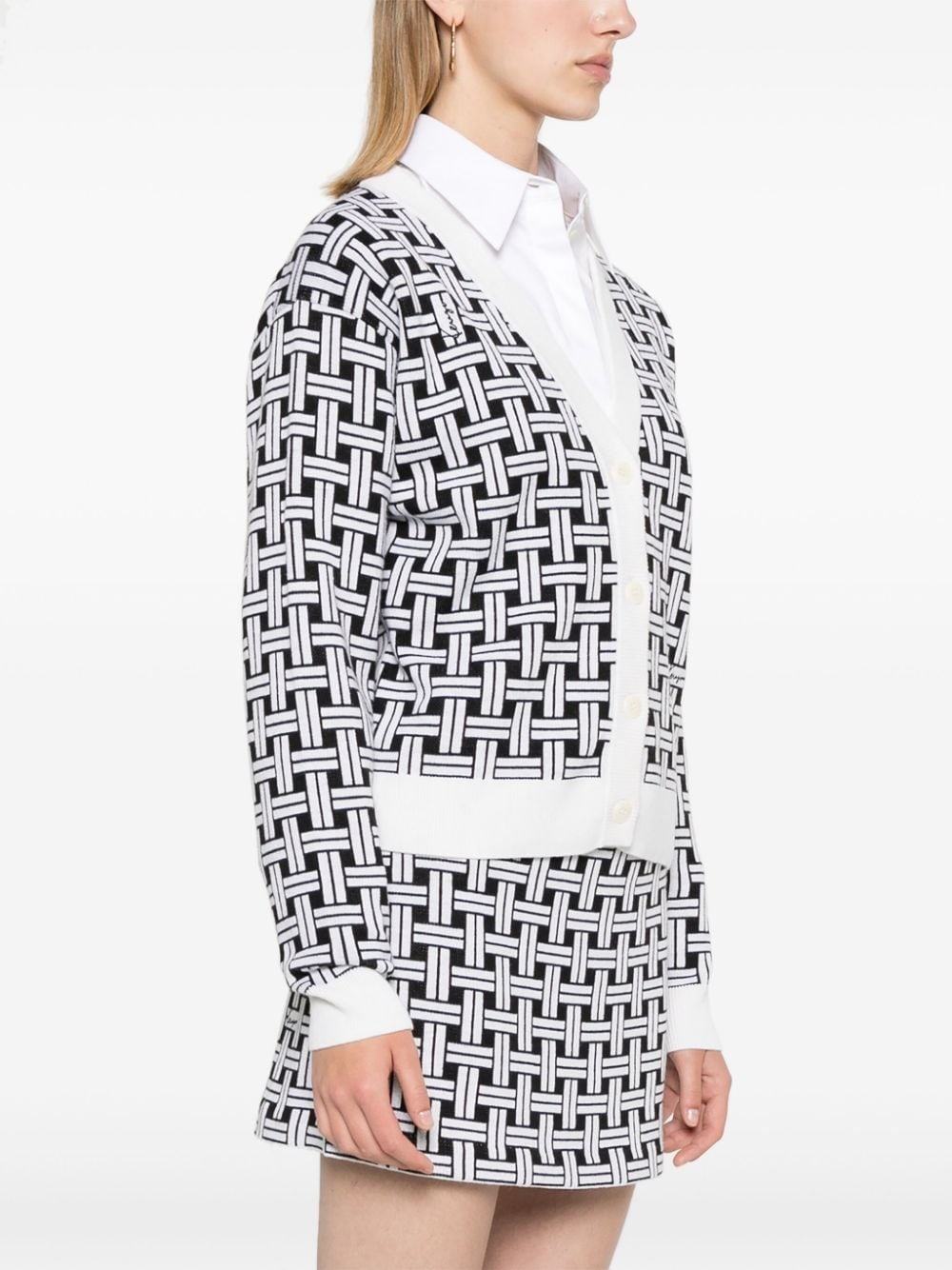 patterned-jacquard cardigan - 3