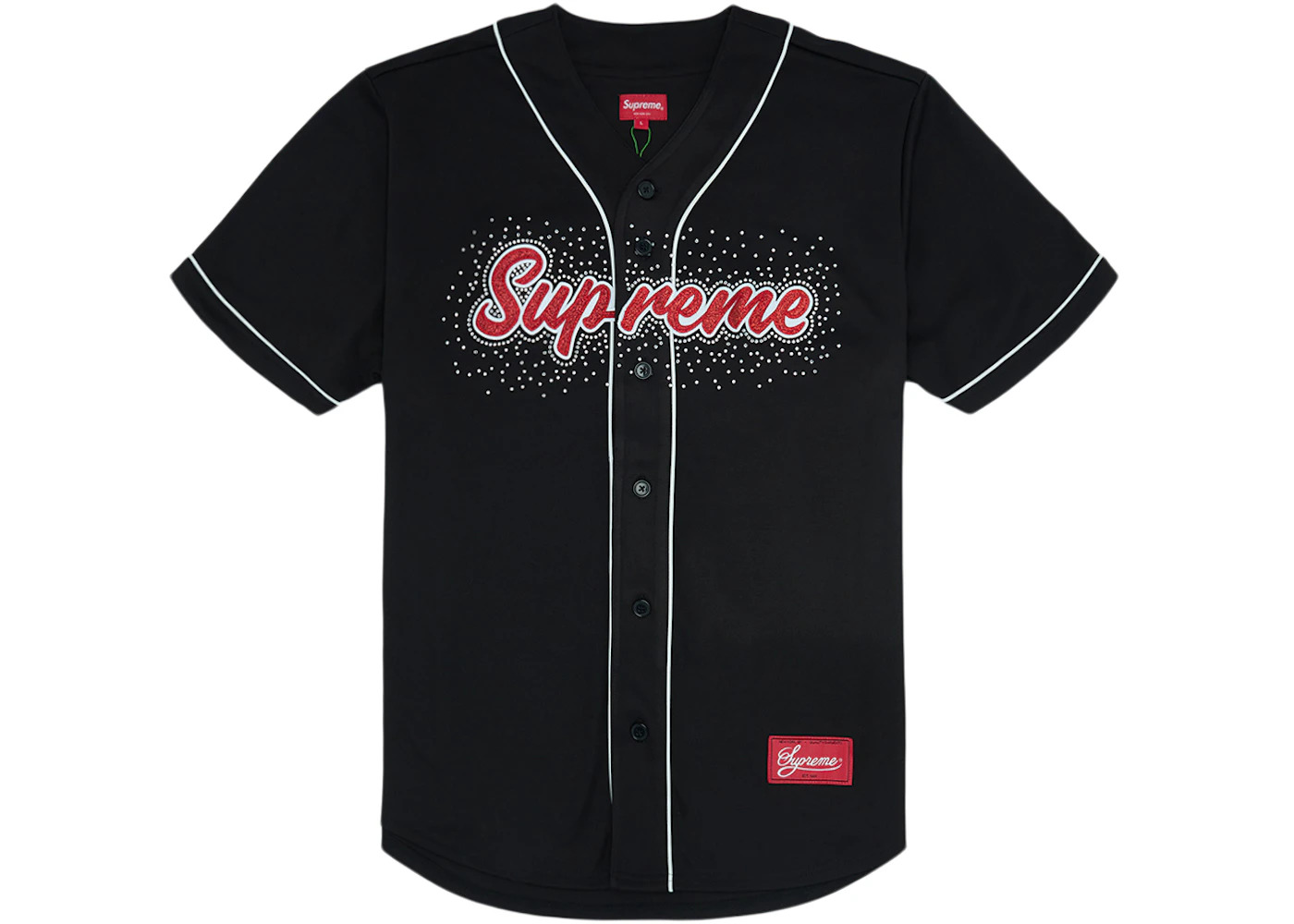 Supreme Rhinestone Baseball Jersey Black - 1