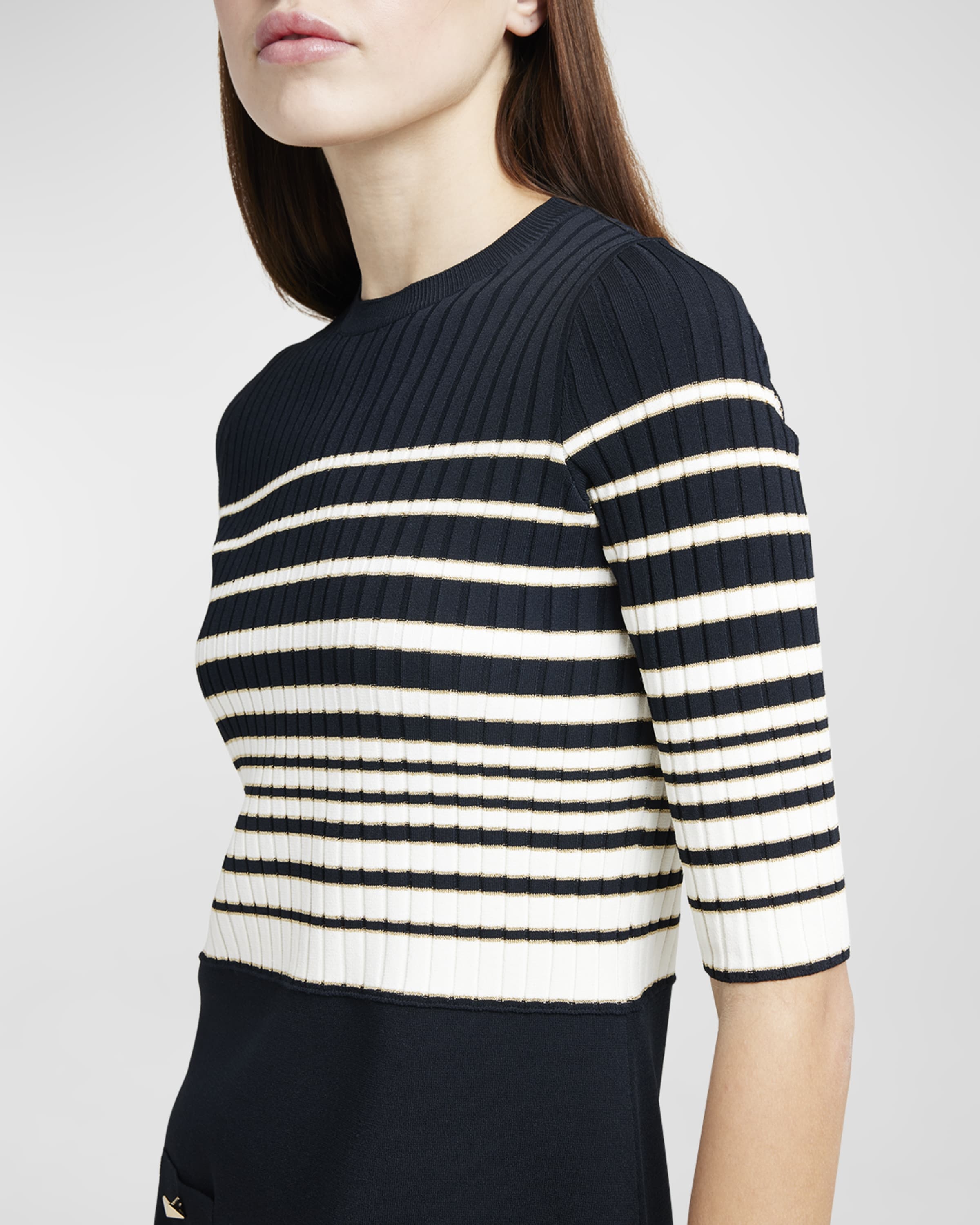 ワンピース Valentino Lurex Knit Short Dress Valentino Striped Knit Short Dress with Lurex Detail