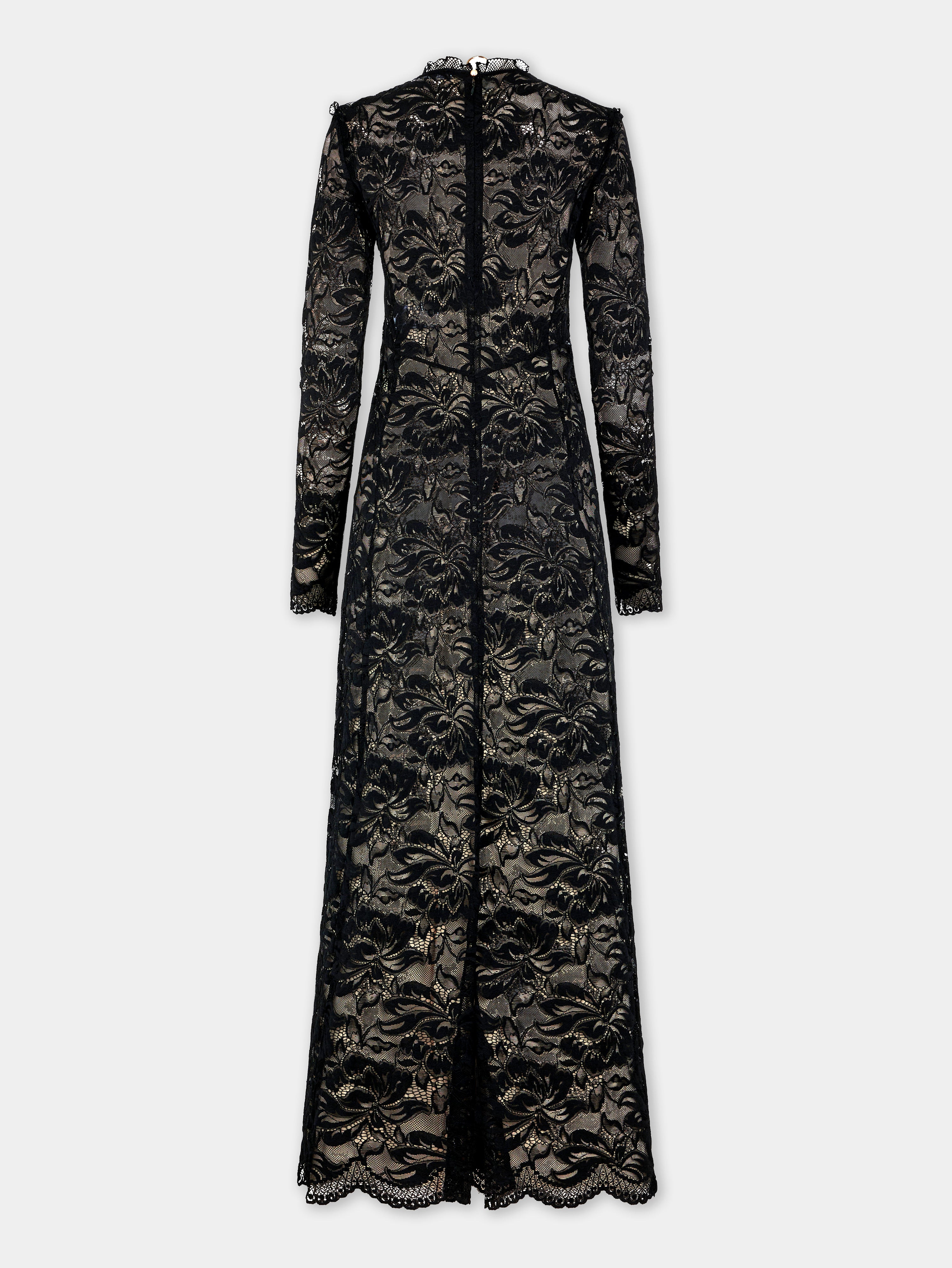 BLACK LONG DRESS IN LACE - 7