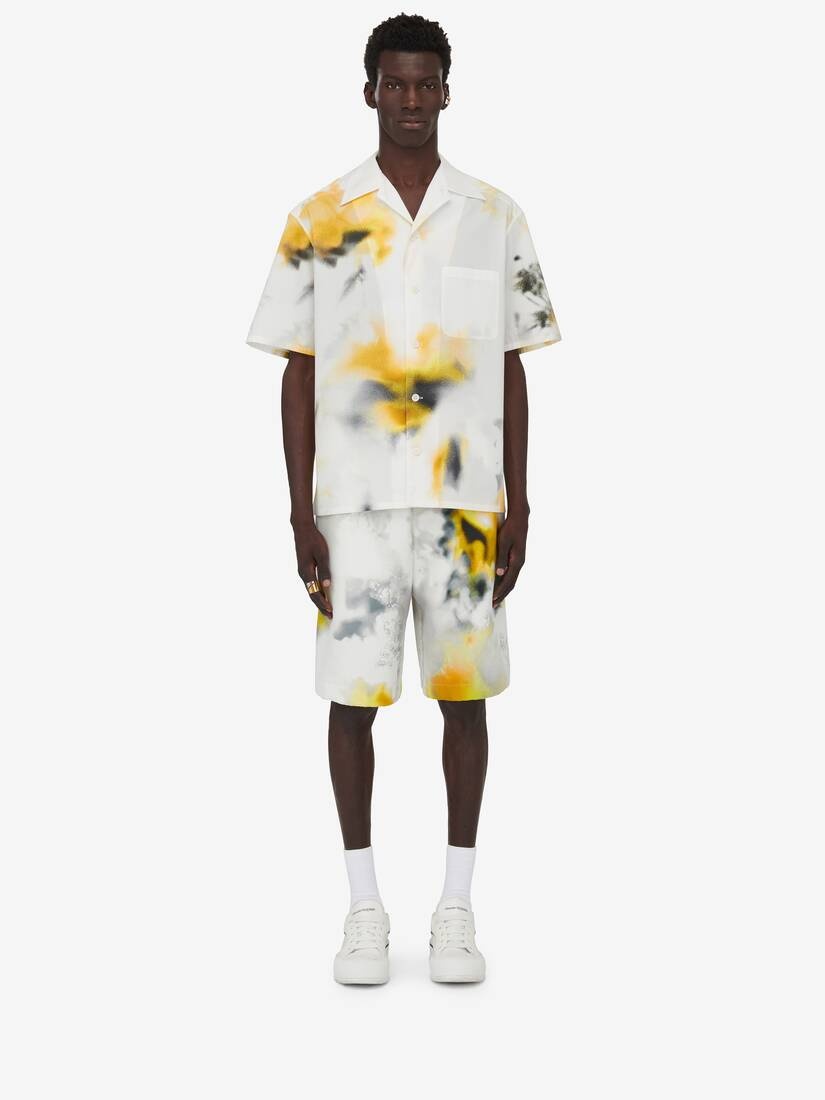 Men's Obscured Flower Shorts in White/yellow - 2