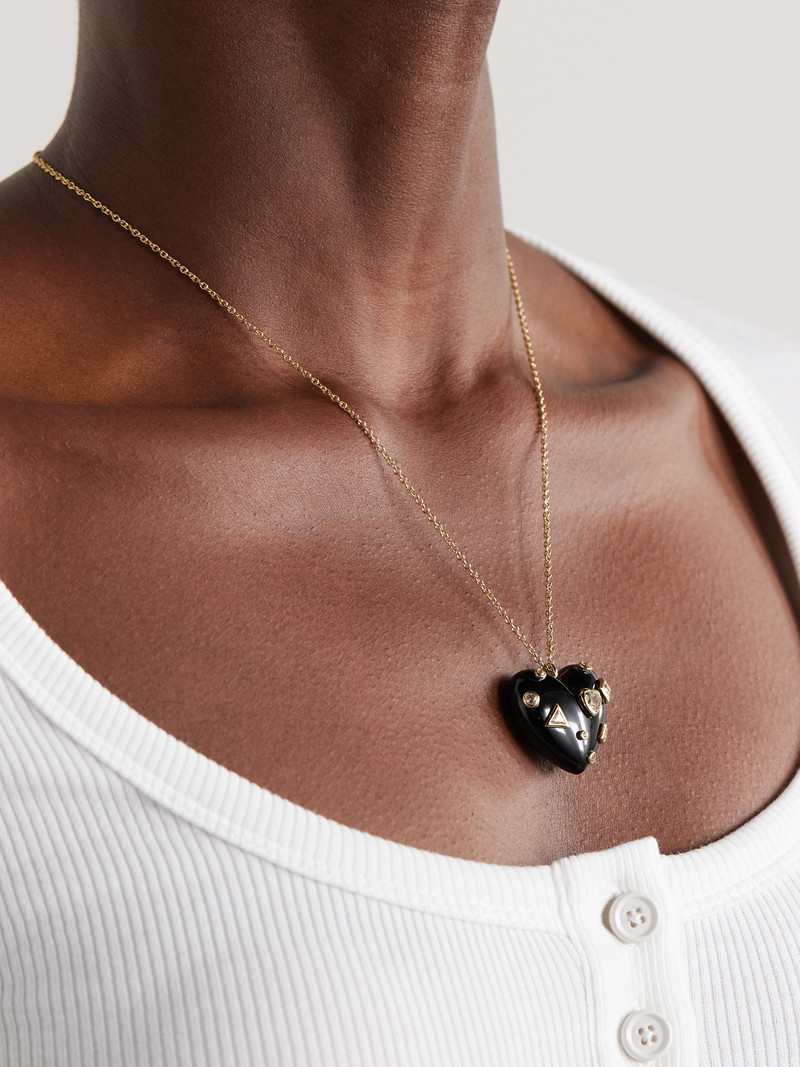 Yvonne Léon 9-karat Gold, Onyx And Topaz Necklace outlook