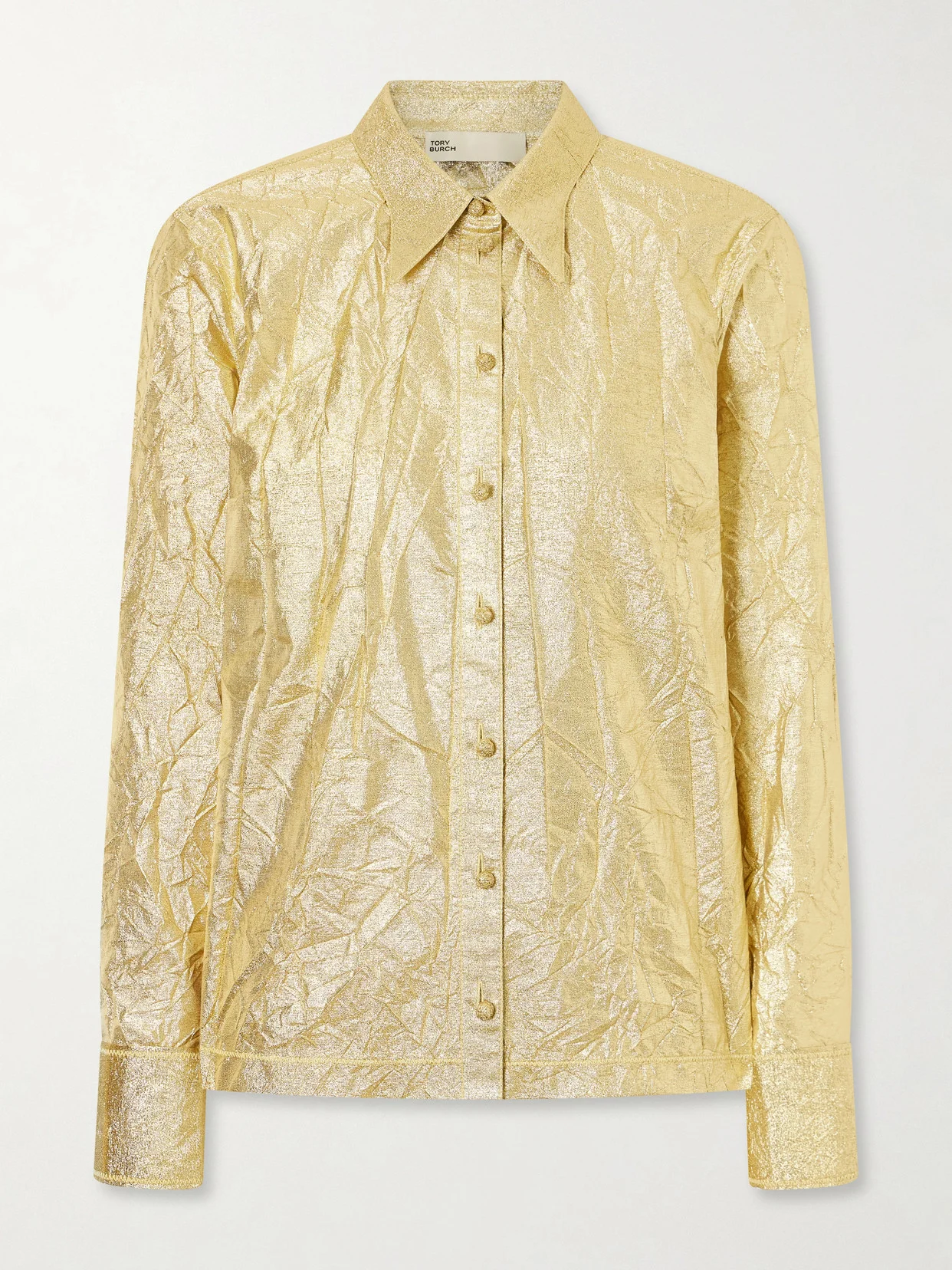 Crinkled Metallic Silk-blend Shirt - 1
