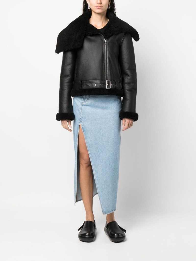 JW Anderson shearling-trim leather biker jacket outlook