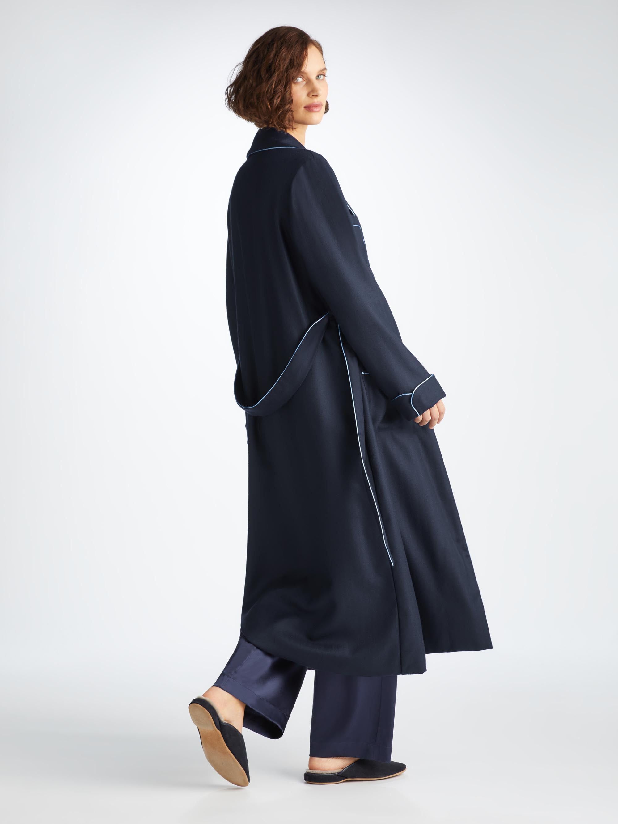 Women's Dressing Gown Duke Cashmere Navy - 4