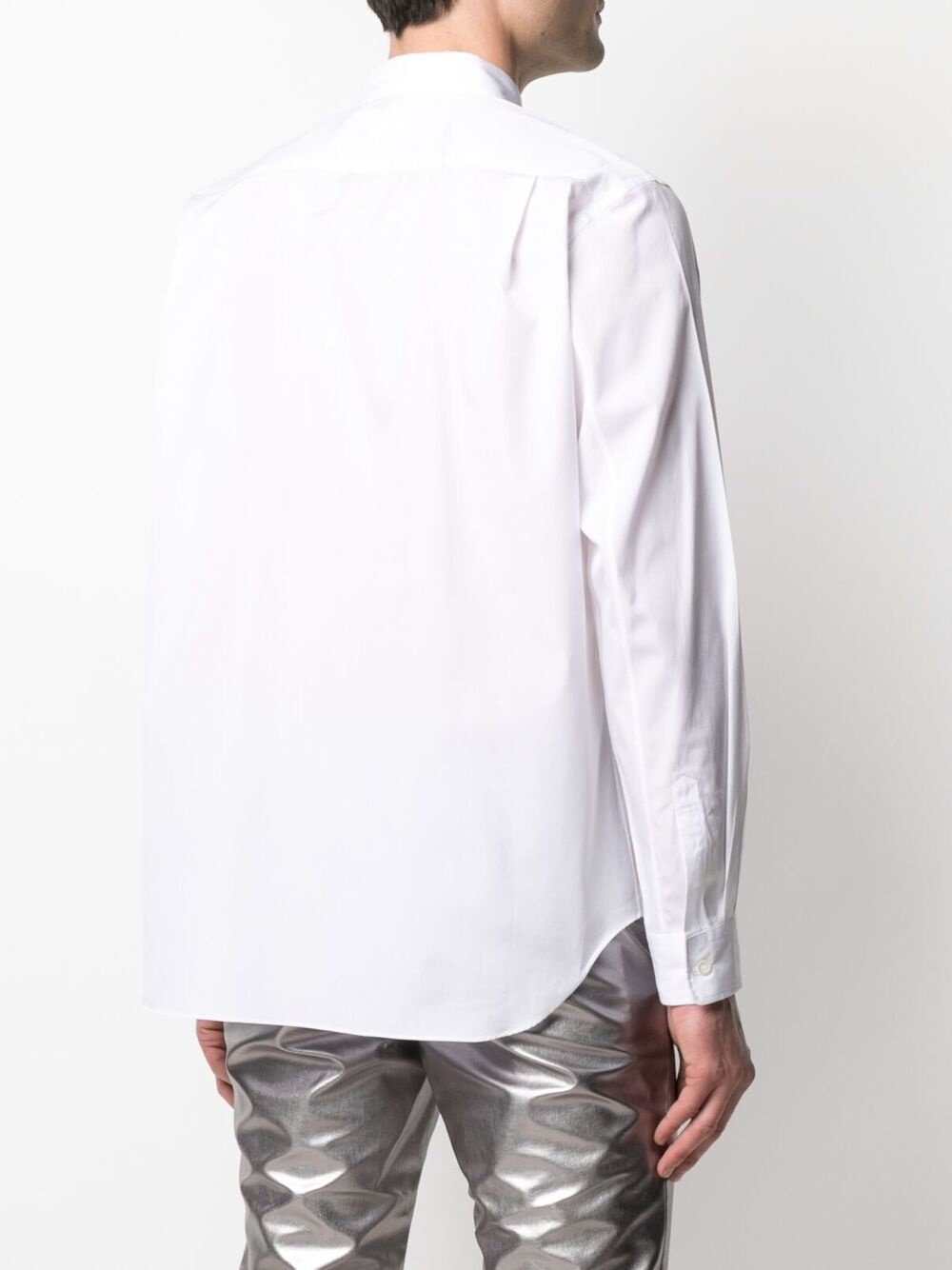 metallic-panelled cotton shirt - 4