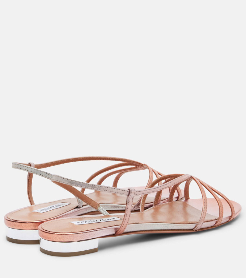 AQUAZZURA Talk To Me metallic leather sandals outlook