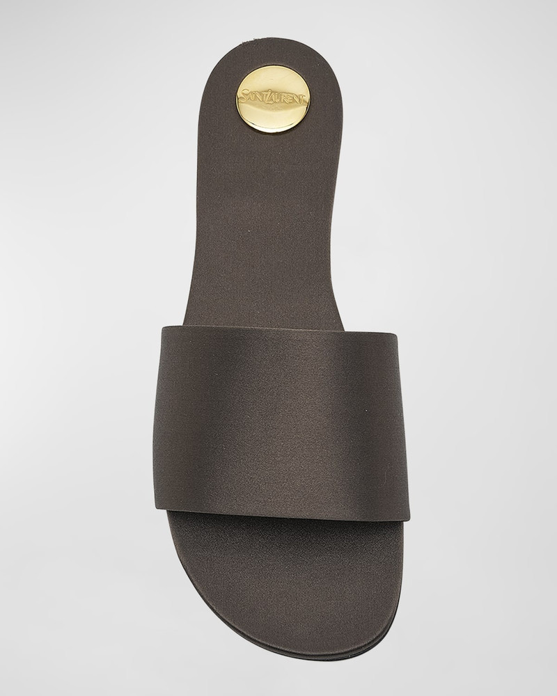 Carlyle Satin Flat Slide Sandals 6