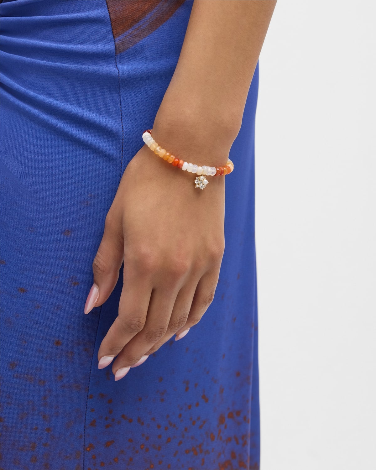 14K Gold Charm and Fire Opal Bead Bracelet - 3