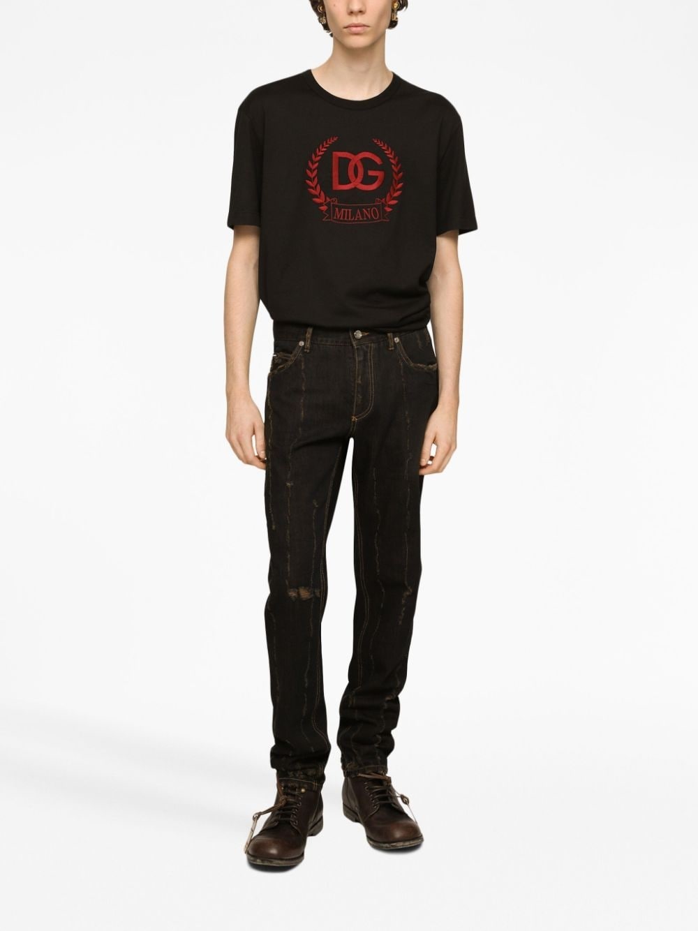 embroidered-logo cotton T-shirt - 3