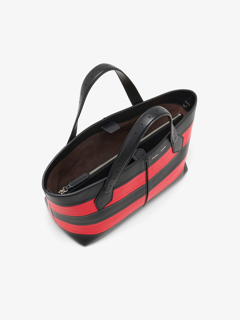 East West Chelsea Tote in Striped Nappa Plonge 5