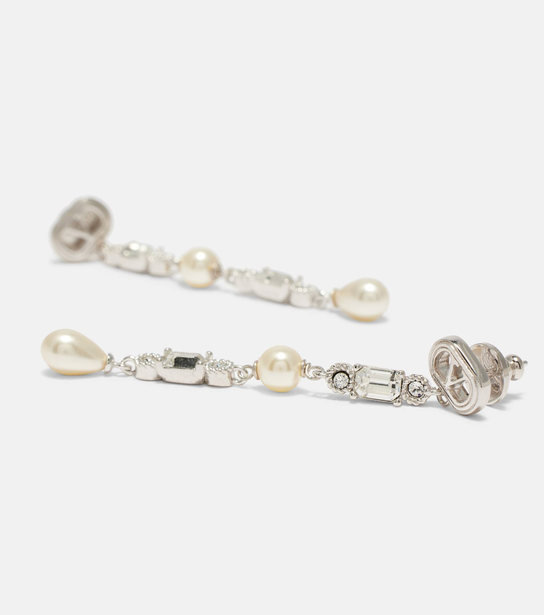 Ovalette VLogo Swarovski®-embellished drop earrings - 4