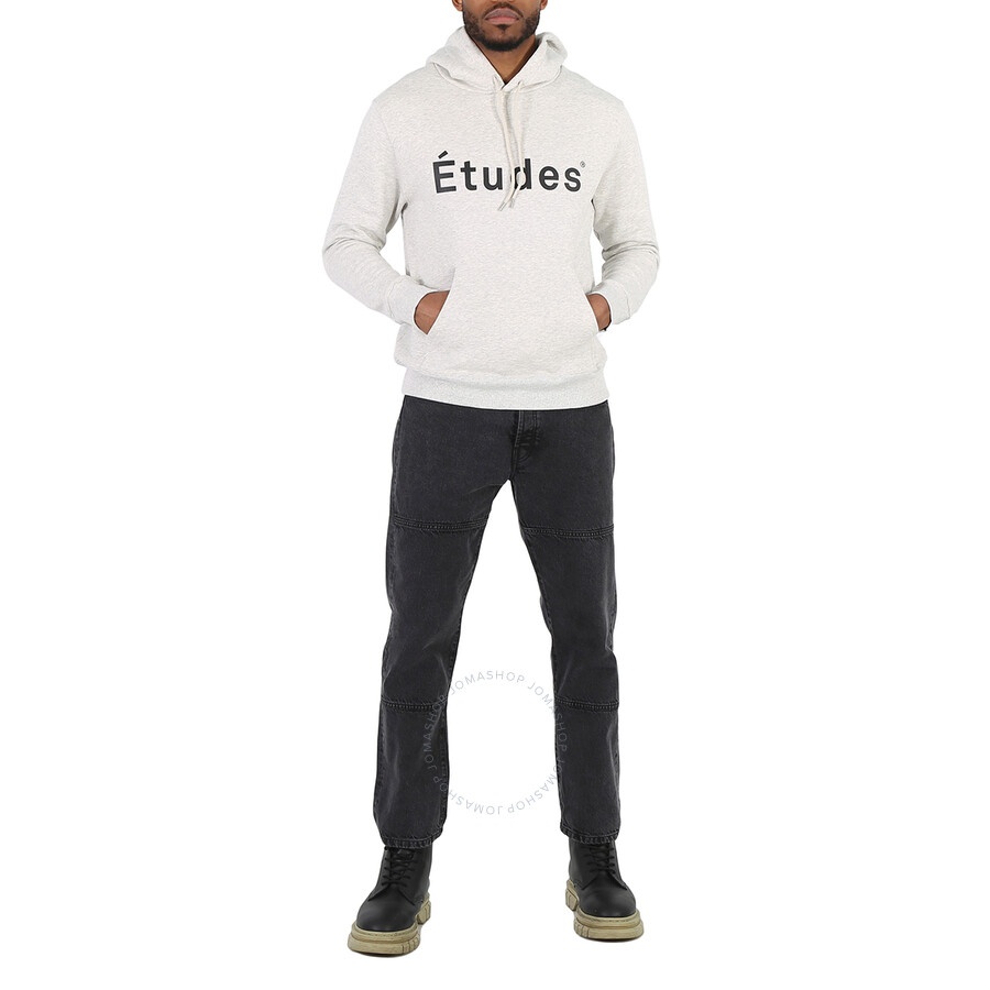 Etudes Heather Grey Cotton Logo Print Hoodie - 4