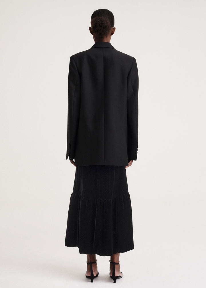 Gathered-hem velvet skirt black - 3