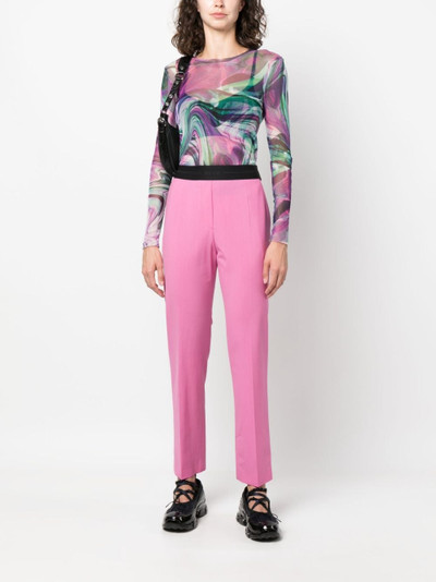 MSGM logo-waistband wool trousers outlook