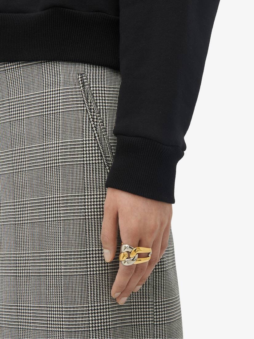 Women's Chain Double Ring in Antique Silver/gold - 2