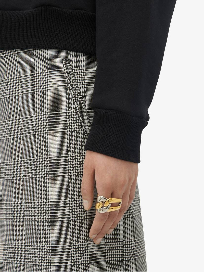 Alexander McQueen Women's Chain Double Ring in Antique Silver/gold outlook