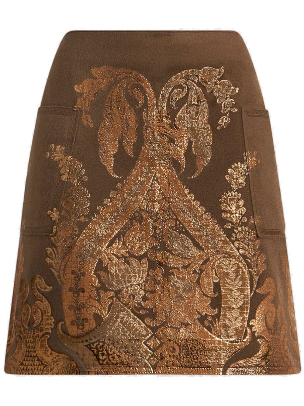 printed metallic-effect mini skirt - 1