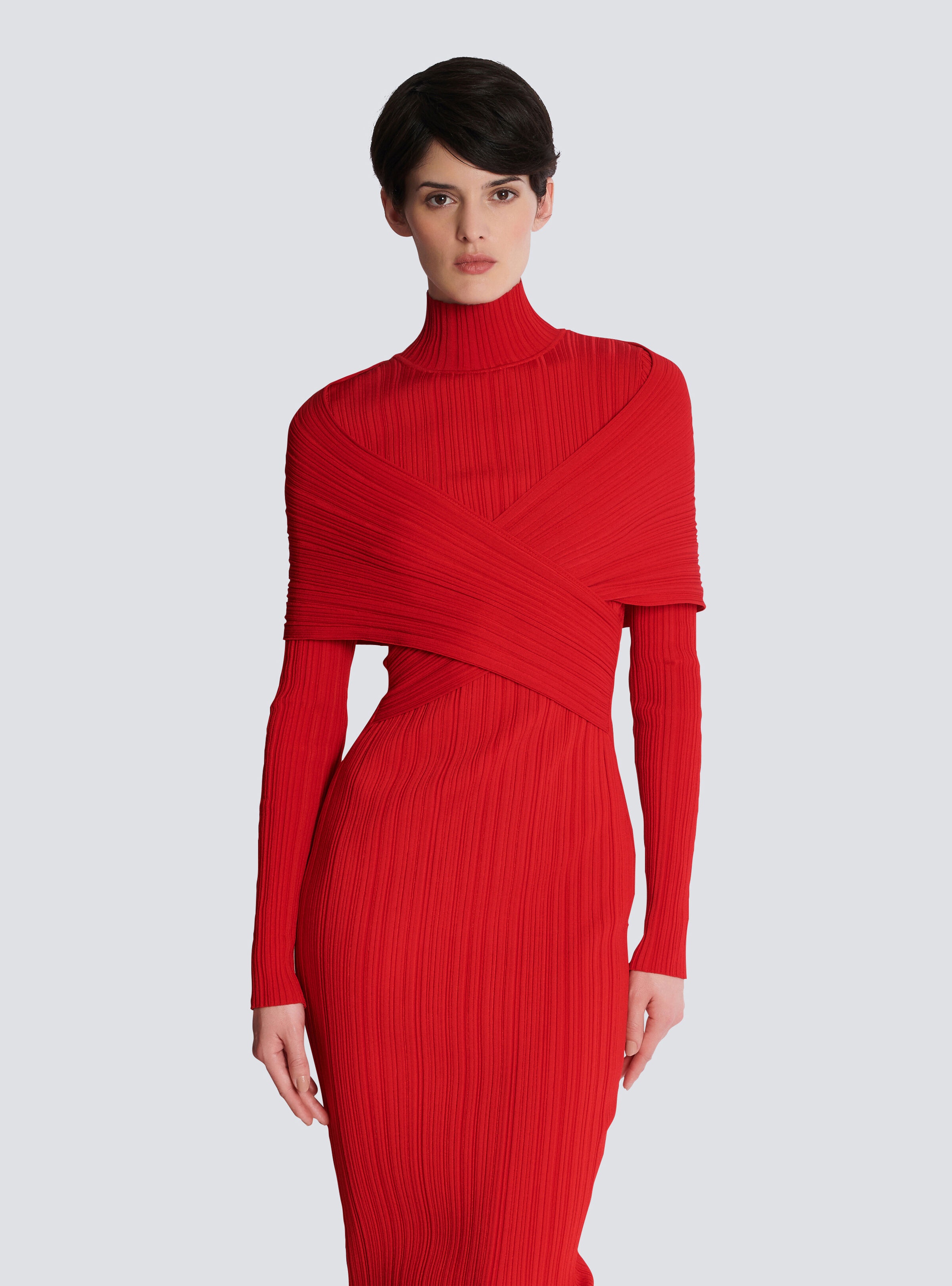 Long pleated knit dress - 6