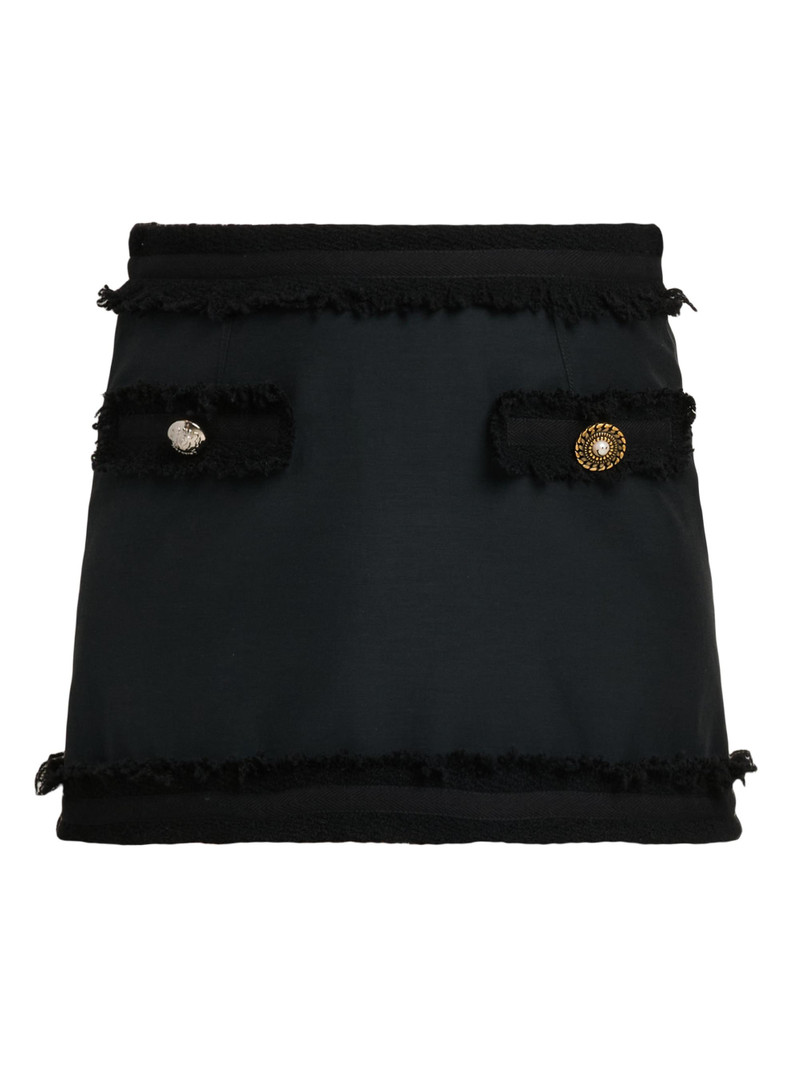 Women's Fringe Wool-Blend Miniskirt - Multi Black 1