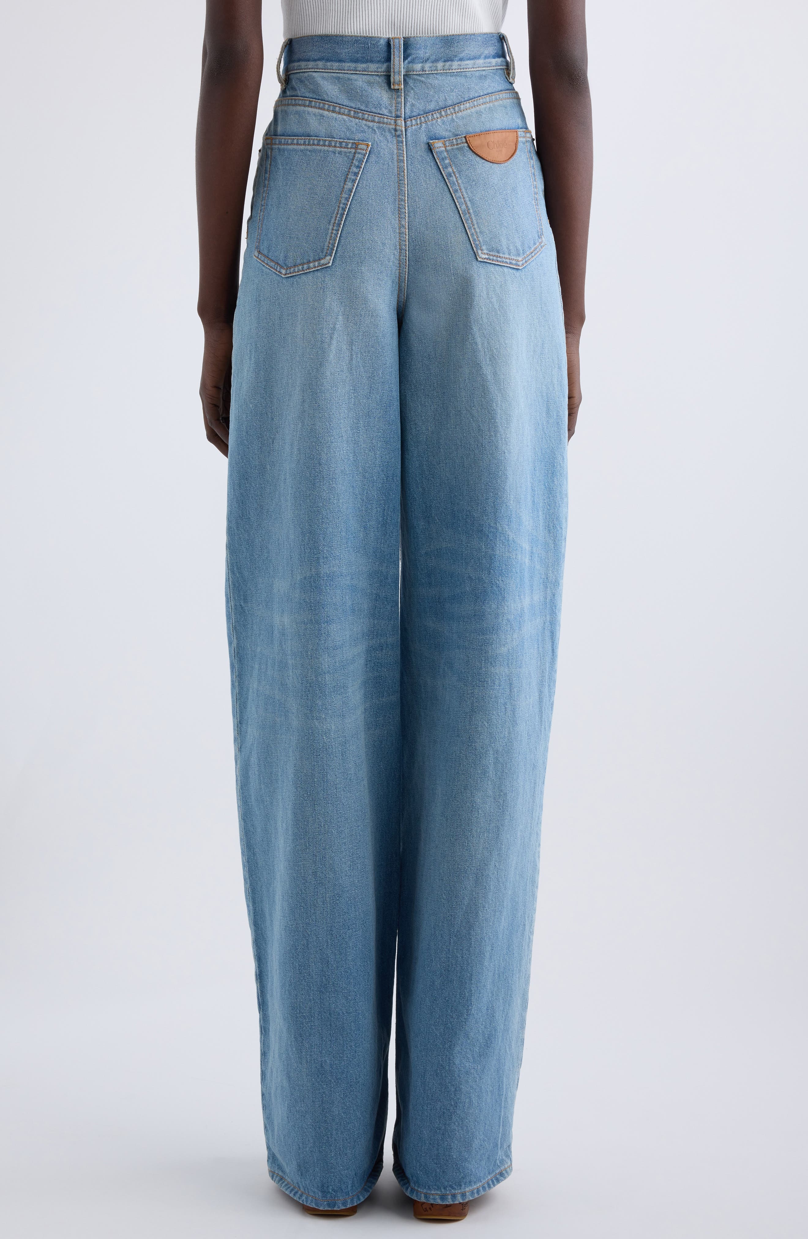 Chloé High Waist Wide Leg Jeans in Iced Blue at Nordstrom - 3