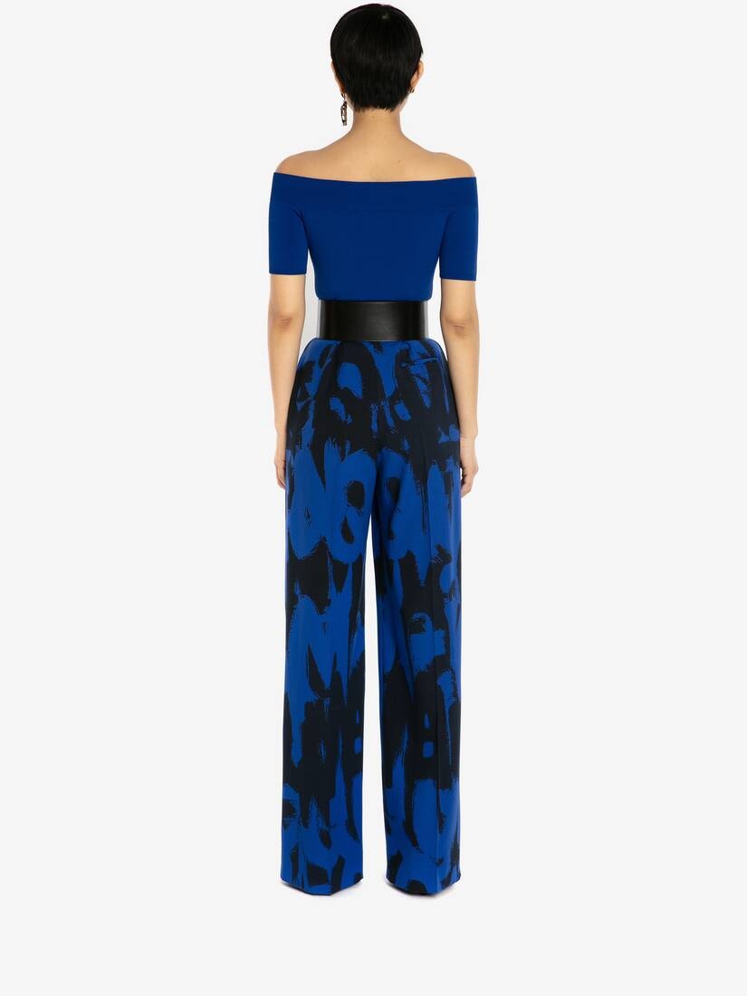 Off-the-shoulder Knit Top in Electric Blue - 4