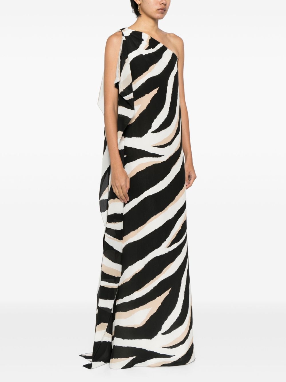 zebra-print silk dress - 3