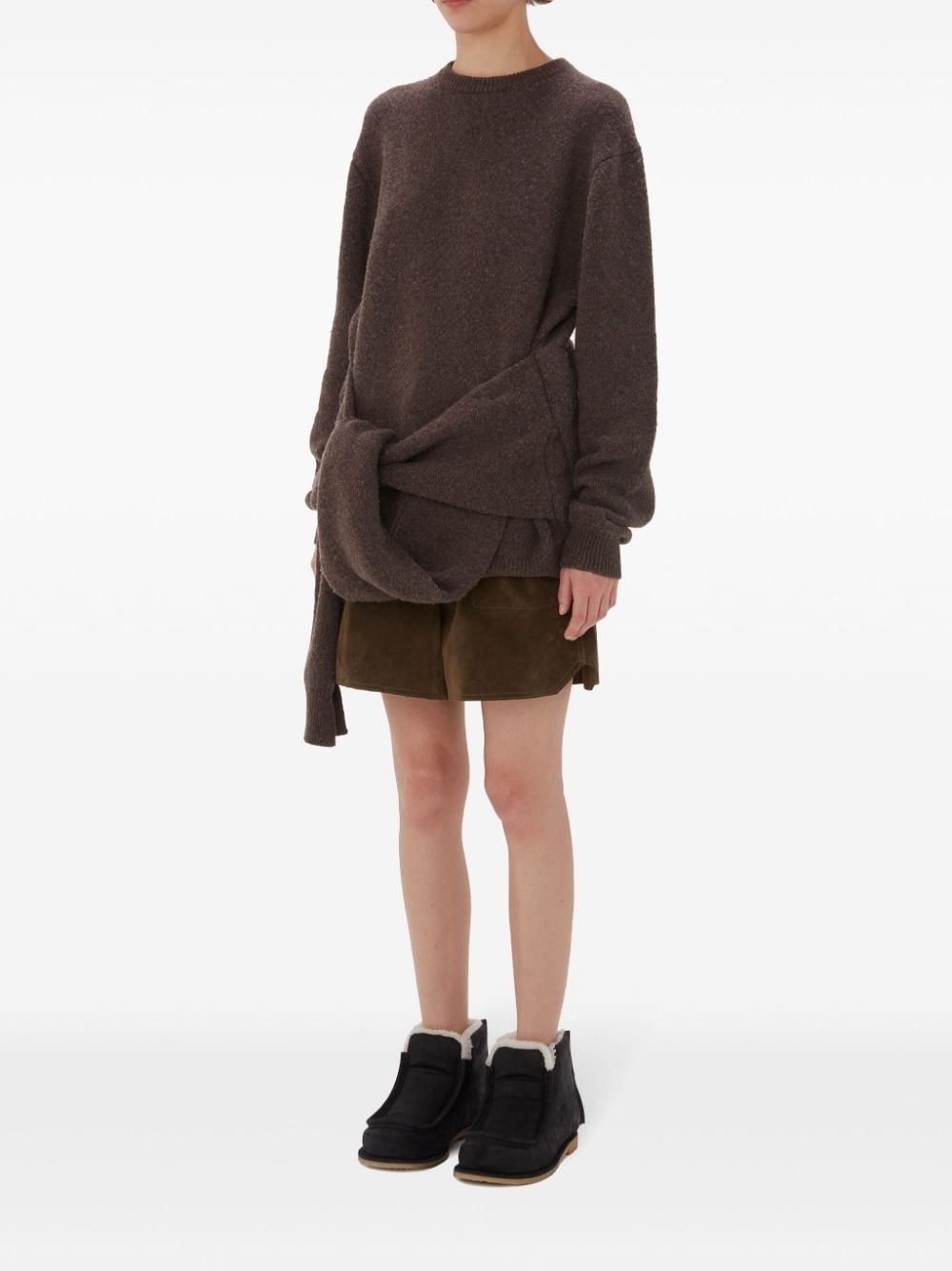 tie-front knit sweater - 2