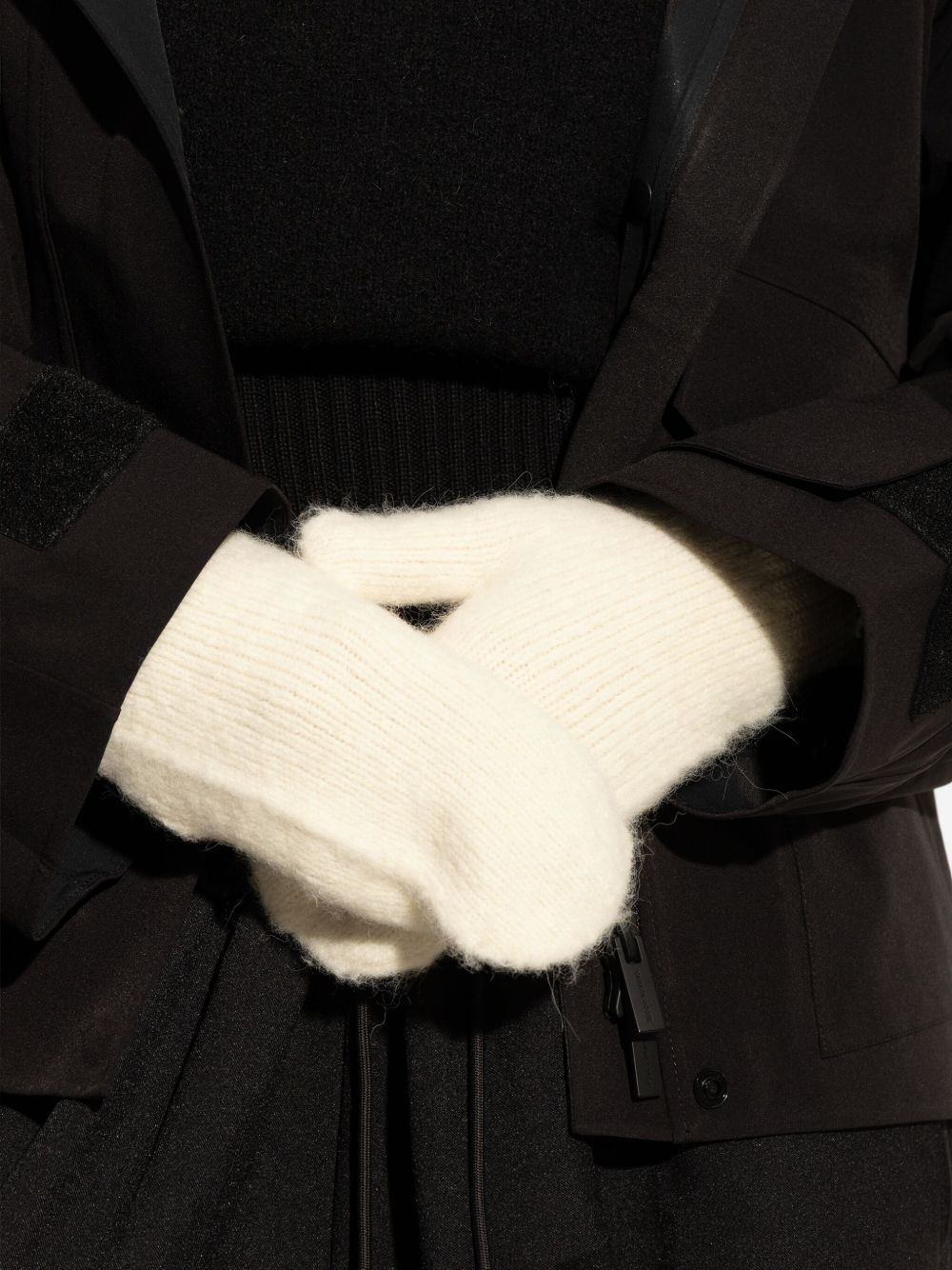 ribbed-cuff logo-plaque mittens - 4