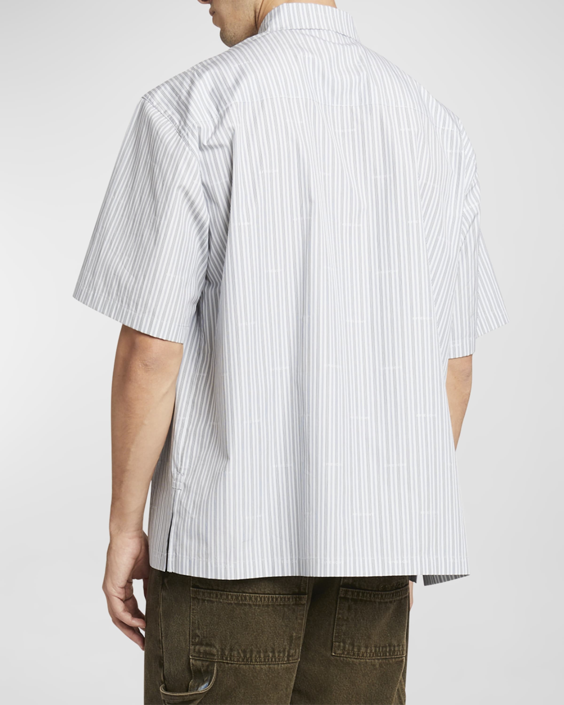 Men's Boxy Logo Stripe Button-Down Shirt - 4
