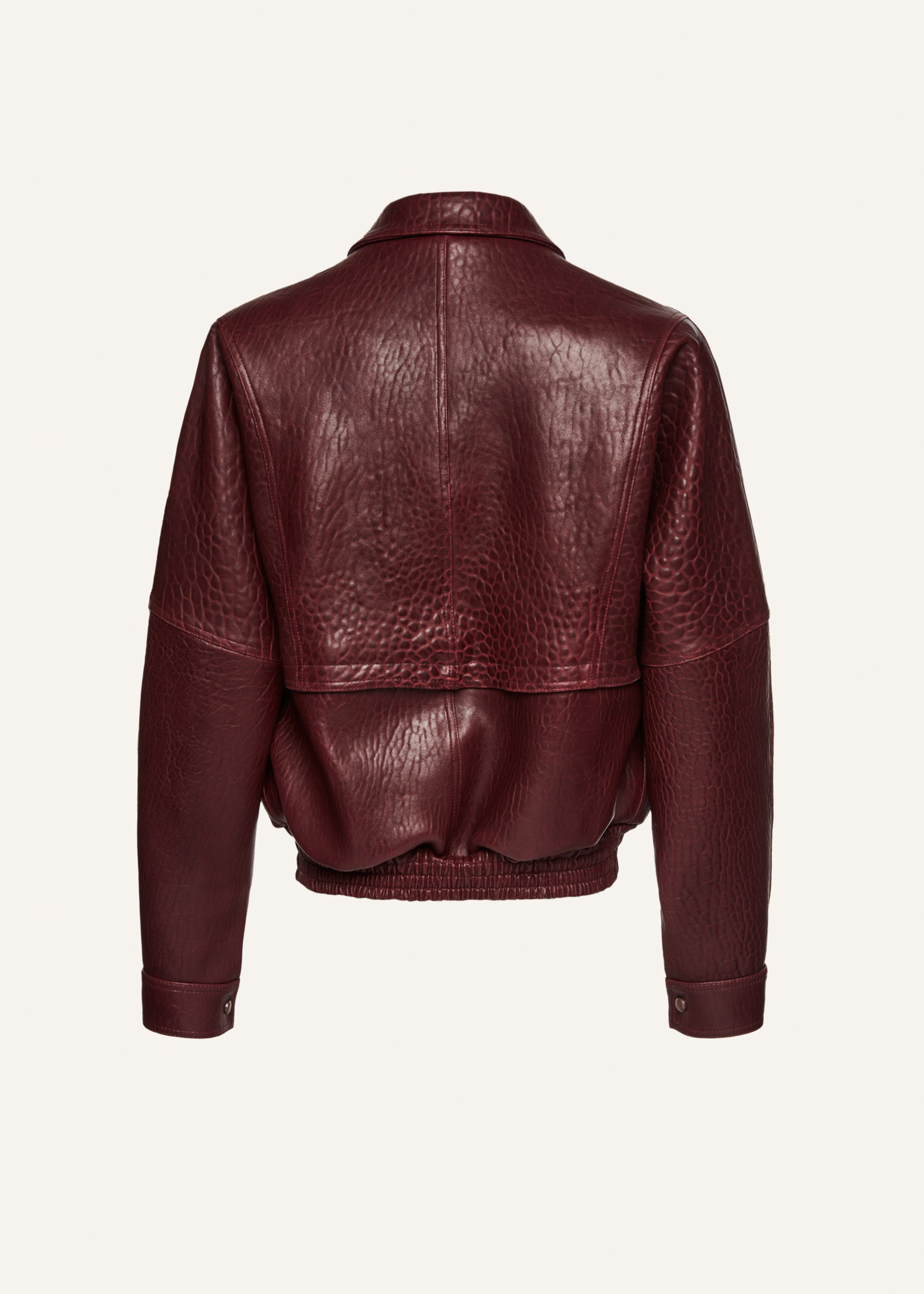 Vintage leather bomber jacket in embossed burgundy - 2