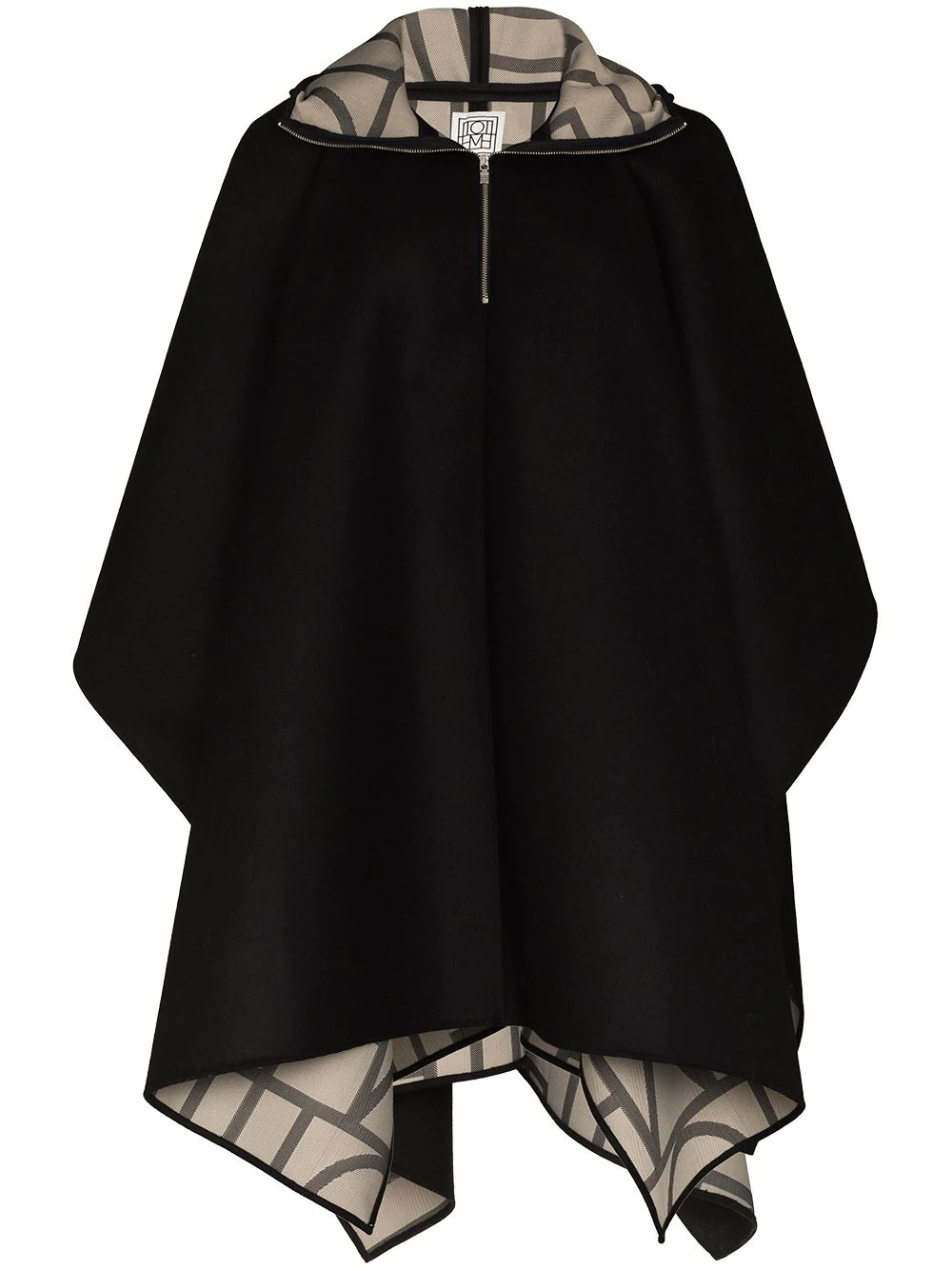 monogram-print hooded cape - 1