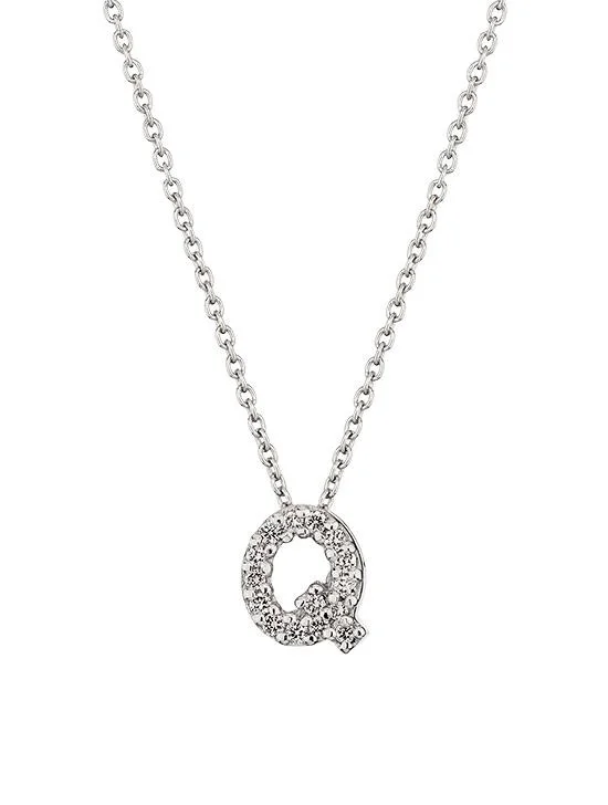 Women's Tiny Treasures 0.08 TCW Diamond & 18K White Gold Initial Necklace - Initial Q - 1