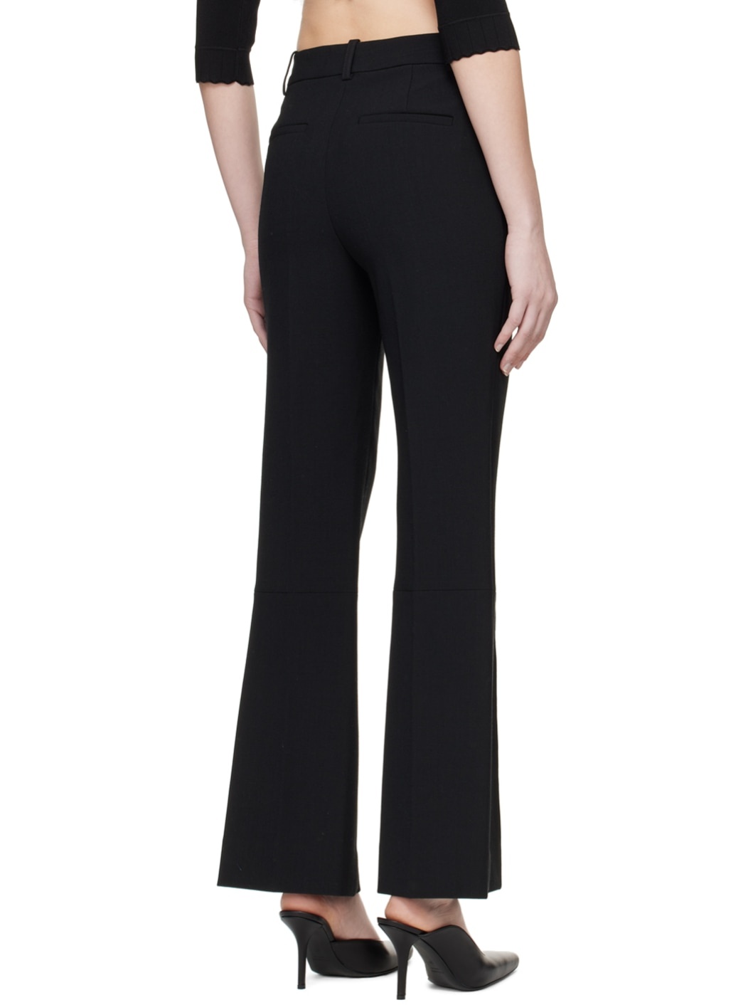 Black Cropped Kick Trousers - 3