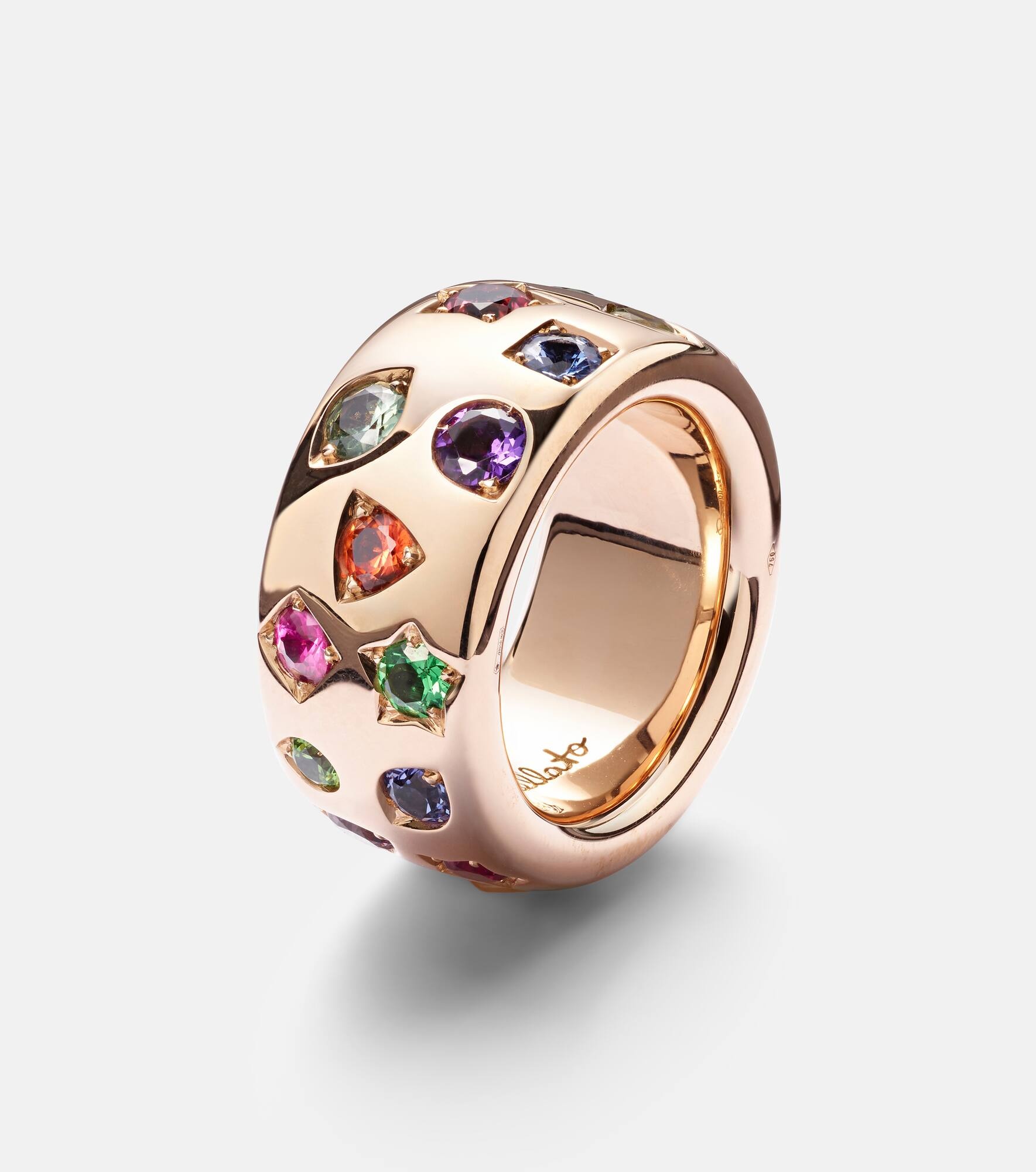 Iconica Large 18kt rose gold ring with gemstones - 4