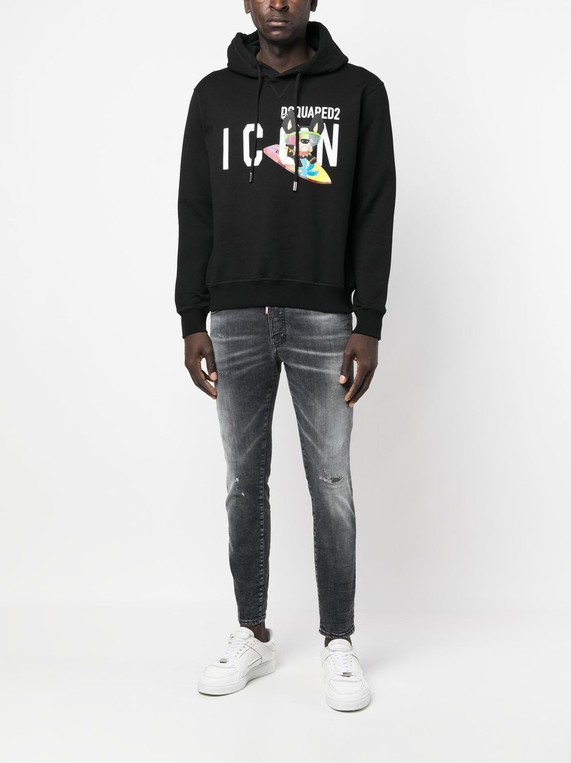 DSQUARED2 logo-print drawstring hoodie outlook