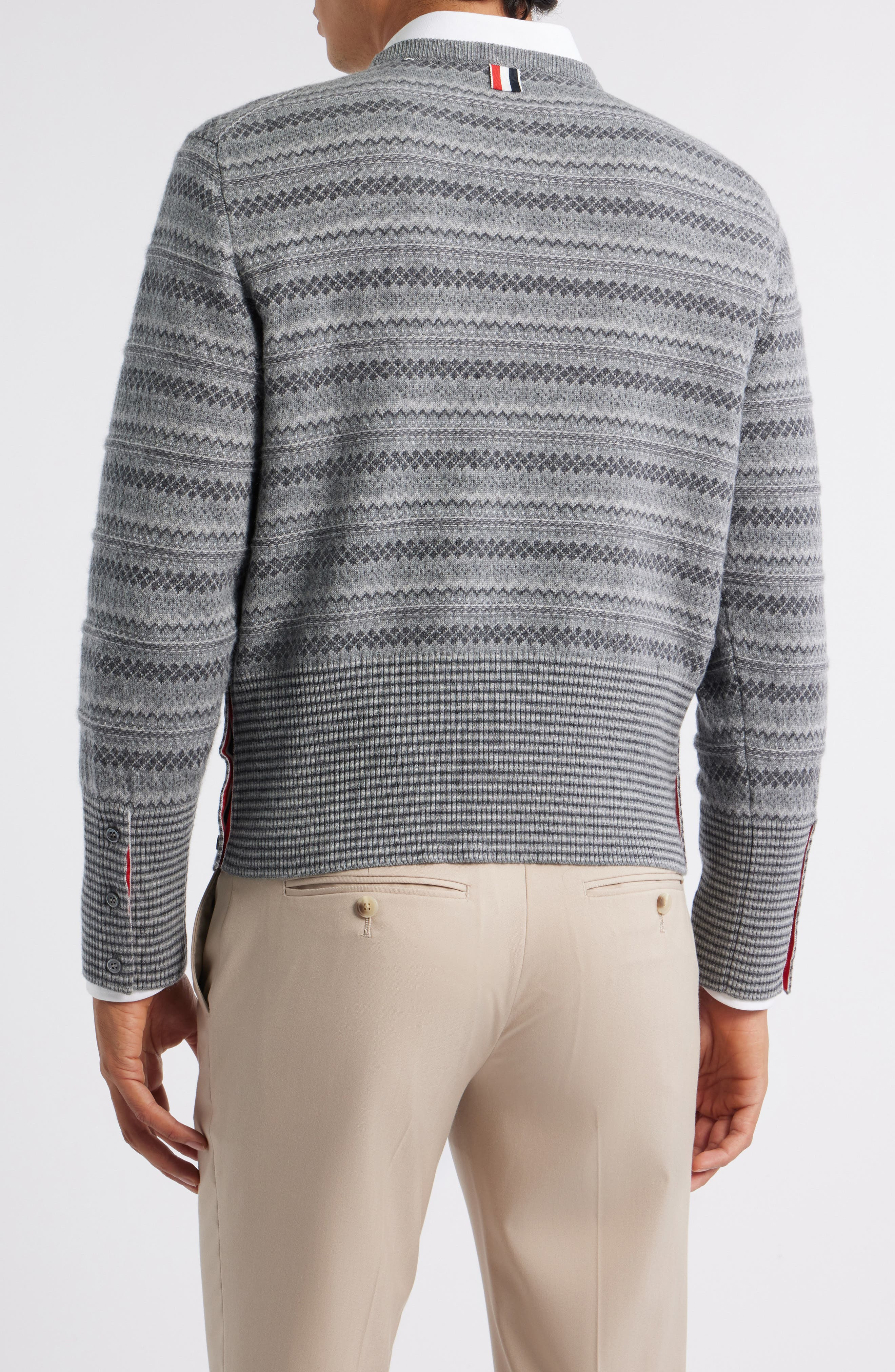 Thom Browne Fair Isle Float Jacquard Cashmere Sweater in Light Grey at Nordstrom - 2