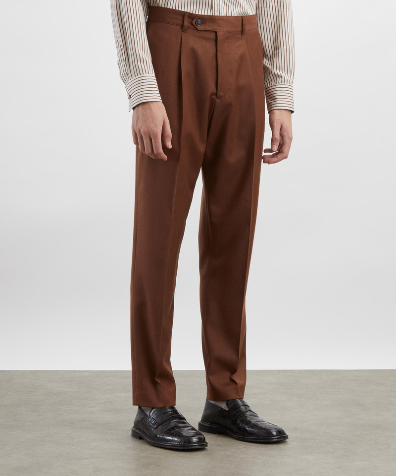 Paul Smith Brown Tapered-Fit Marl Wool Trousers outlook