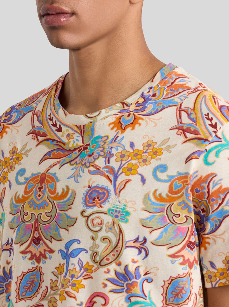 Etro COTTON AND LINEN T-SHIRT WITH PRINT outlook